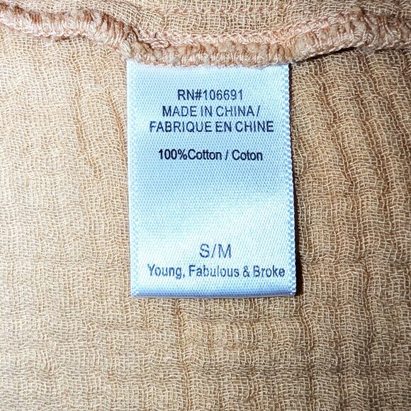 Young Fabulous & Broke | Gauze Cotton Ombre Top in Melon & Mustard Yellow | S/M - Picture 7 of 10